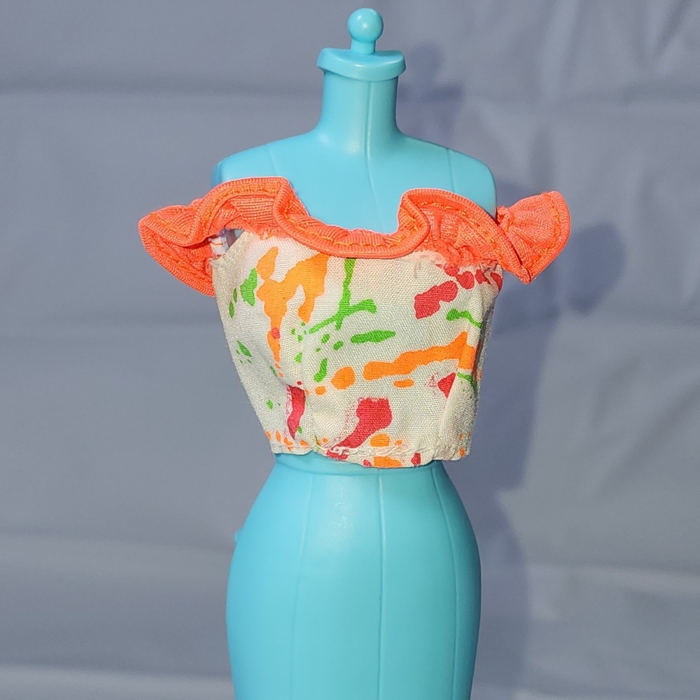 Barbie Fashion Favorites Doll Shirt Ruffle Tank Sleeve Top Neon Multicolor 1993